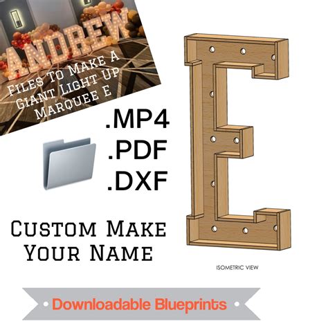 Ft Letter E Marquee Build Plans Blueprints Digital Etsy Canada