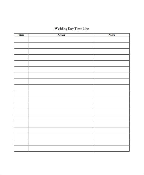 Wedding Day Timeline Template Word