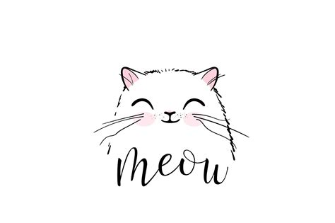 Cute Cat Vector Print Design Meow Vector Graphics Creative Market