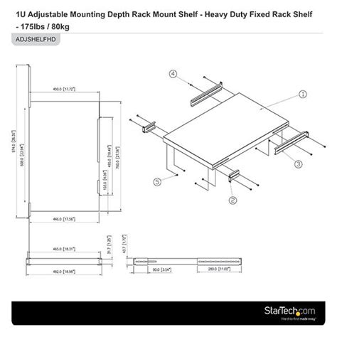 Startech 1U Adjustable Mounting Depth Rack Mount Shelf