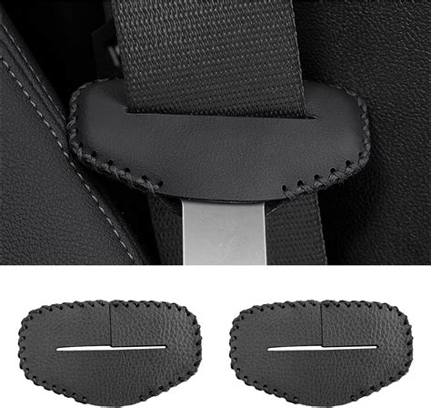 Augeny 2pcs Seat Belt Buckle Cover Anti Scratch Leather Car Seat Belt Silencer Clip