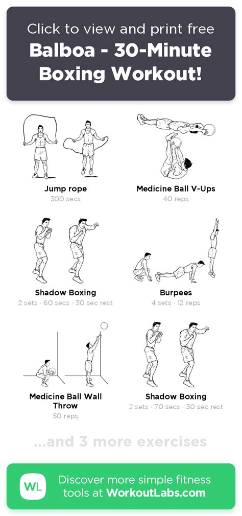 Balboa 30 Minute Boxing Workout Click To View And Print This Illustrated Exercise Plan