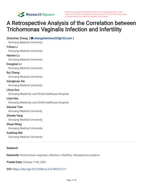 Pdf A Retrospective Analysis Of The Correlation Between Trichomonas