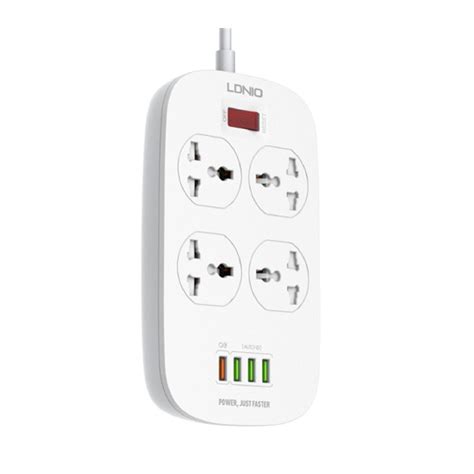 LDNIO SC4407 Power Socket 4 USB Charger With Power Extension Cord