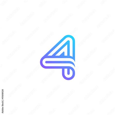 Number 4 Logo design vector template. Font Lines Logotype Stock Vector ...