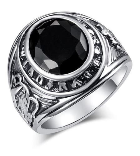 Anillo De Plata Tibetana Con Piedra Natural Negra Hombre Cuotas Sin