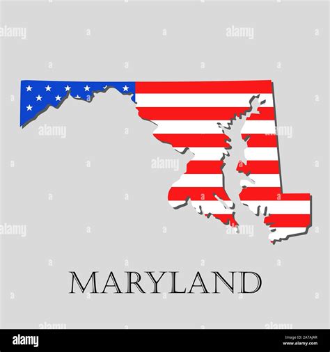 Mapa Del Estado De Maryland Y La Ilustraci N De La Bandera Americana