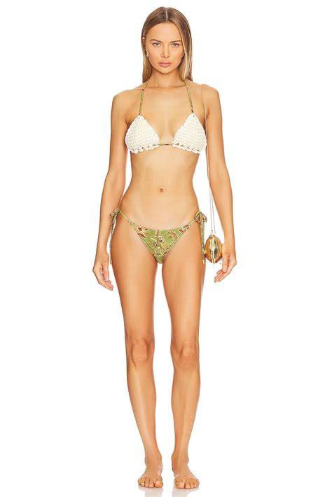 Zimmermann Junie Crochet Bikini Set In Sage Brown Floral Revolve