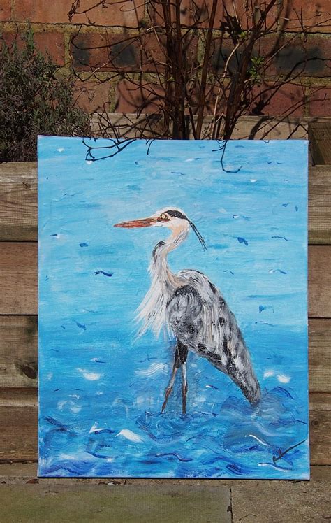 Original Great Blue Heron Painting, Heron Painting, Acrylic Heron ...