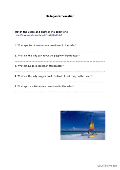 Madagascar Vacation: English ESL worksheets pdf & doc