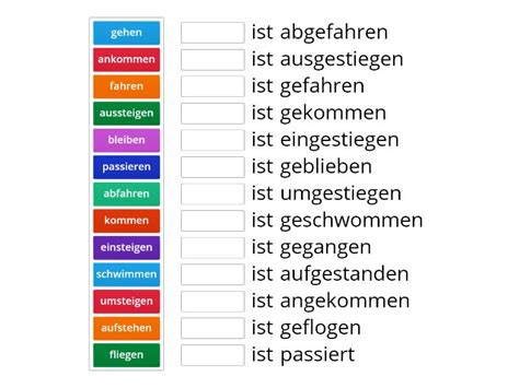 Momente A 1 1 Lektion 12 Perfekt Verben Mit Sein Match Up