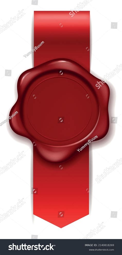 Red Rubber Seal Silk Ribbon Realistic Stock Vector Royalty Free