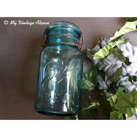 Blue Ideal Mason Jar With Glass Lid Ball Ideal Wire Side Mason Jar