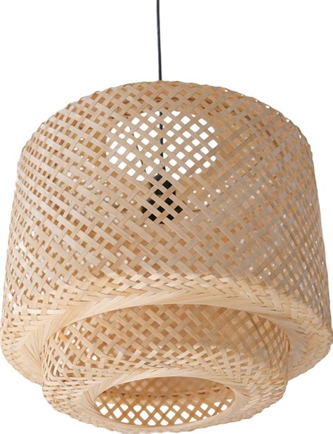 Lustre De Plafond En Bambou Suspension De Style Boho Bali Hya Naturel