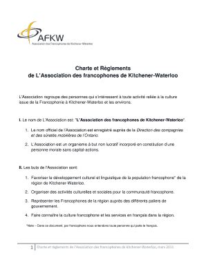 Fillable Online Afkw Charte Et R Glements De L Association Des