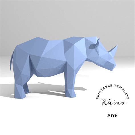 Printable DIY template PDF. Rhino low poly paper model | Etsy