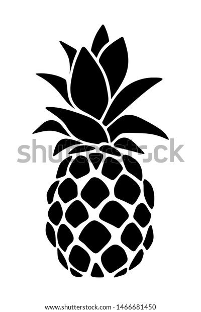 Vector Black Silhouette Pineapple Isolated On Stock Vector Royalty