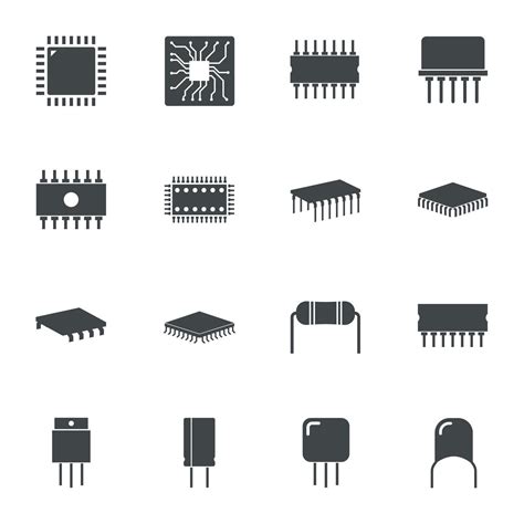 Electronic Microchip Components Icons Vector Illustration 2756912