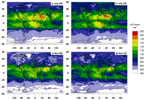 Global Distribution Of Monthly Mean Tropospheric Ozone Column From Runs