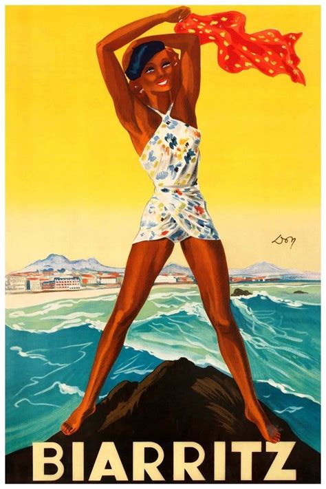 Reprint Of A Vintage Travel Poster To Biarritz Etsy Vintage Travel