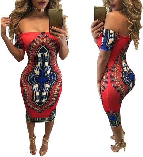 Franterd Women Traditional African Print Dashiki Bodycon