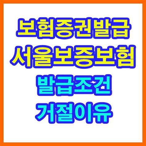 서울보증보험 보험증권 발급 조건 거절 이유 자동차 백과사전