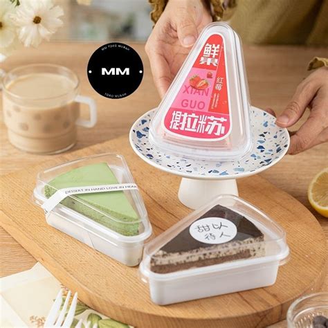 Jual 10pcs KOREAN Tray Mika Kue Segitiga Box Kotak Dessert Cake Puding