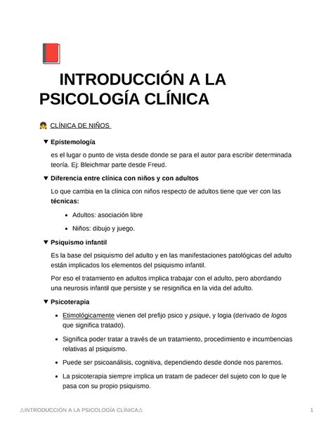 Introduccin A La Psicologa Clnica ⚠introducciÓn A La PsicologÍa ClÍnica⚠ 1 Ã ⚠ IntroducciÓn A