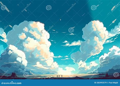 Blue Sky With Clouds Blue Sky With Clouds In Manga Anime Comic Style