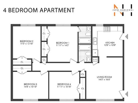 4x2 4 Bed Apartment New Horizons Apartments In Memphis Tn