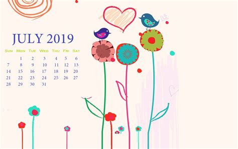 A Calendar With Colorful Flowers And Birds On Its Cover For The Month