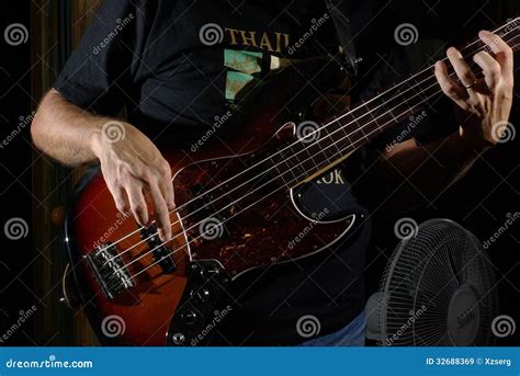 Man With Bass Guitar Stock Image Image Of Instrument