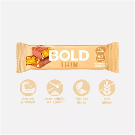 Barra De Proteina Bold Thin Caramelo And Amendoim 40g Barra De Proteína Magazine Luiza