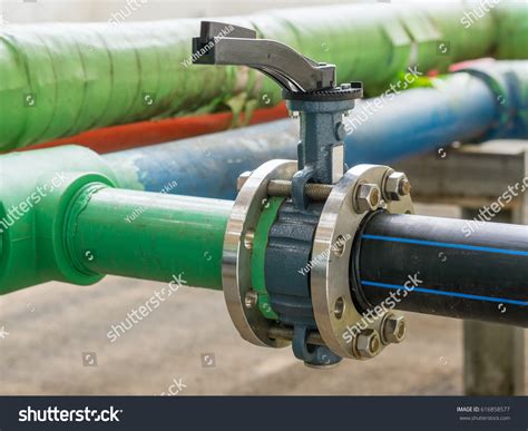 Butterfly Valve Connection Hdpe Pipe Ppr Stock Photo 616858577