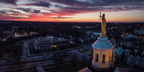 Aerial View Of Sunset In Downtown Canandaigua Photograph By Stephen