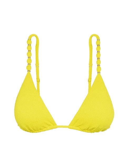 VIX PAULA HERMANNY Firenze Light Beaded Triangle Bikini Top Yellow