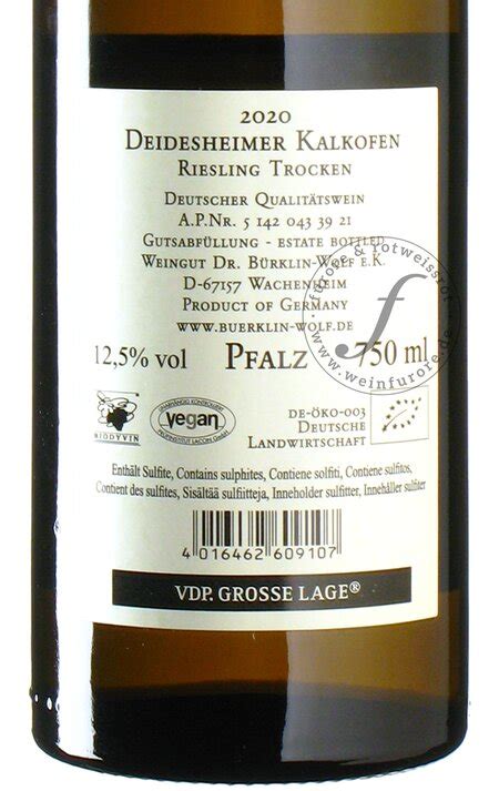 Riesling Kalkofen G C Weingut Dr B Rklin Wolf Pfalz Weinf