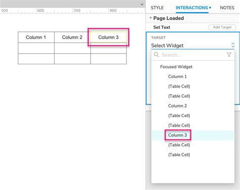 Table Widgets Axure Docs