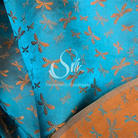 Pure Mulberry Silk Fabric By The Yard Dragonfly Pattern Etsy