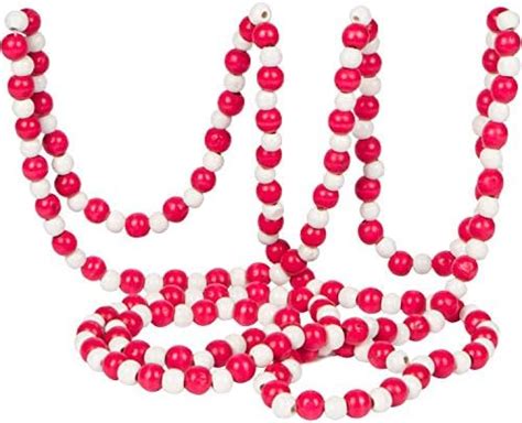 One Holiday Way 9 Foot Long Rustic Bright Red And White Wood Bead Garland Christmas