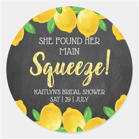 She Found Her Main Squeeze Lemon Bridal Shower Classic Round Sticker