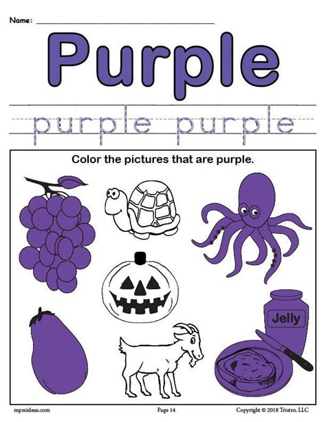 Color Purple Worksheets For Preschool Erikueno Blog