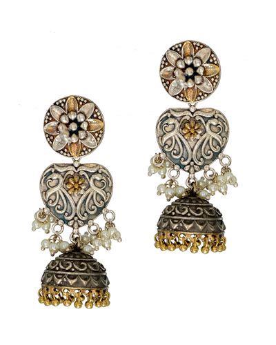 Floral Motif Beaded Jhumka With Ghunghroos By Studio B The Secret