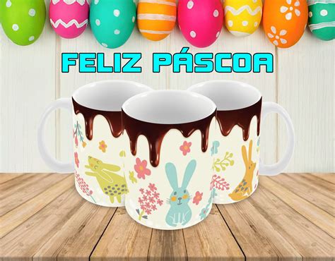 Caneca Polímero Feliz Páscoa Personalizada Elo7