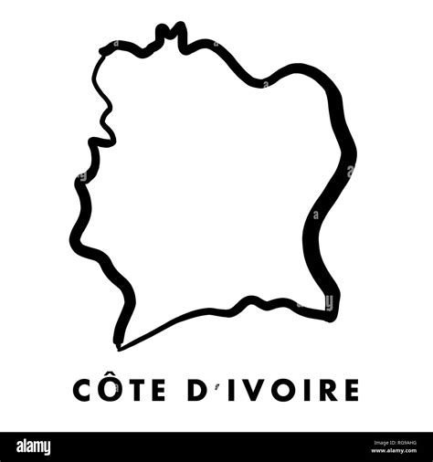 Cote D Ivoire Ivory Coast Simple Map Outline Smooth Simplified