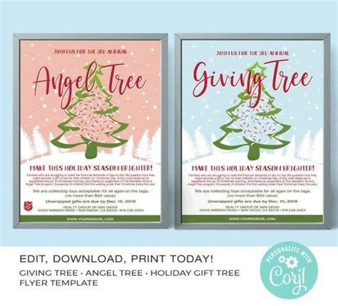 Giving Tree Angel Tree Flyer Template Editable Christmas Charity Event