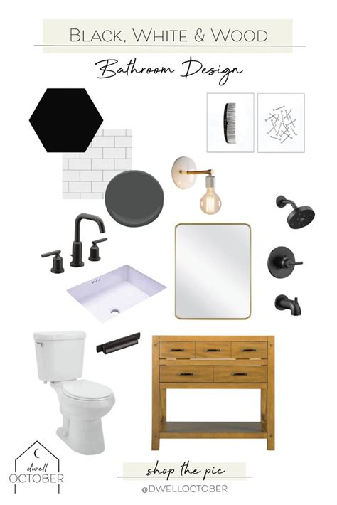 Black, White & Wood Bathroom Design nel 2024