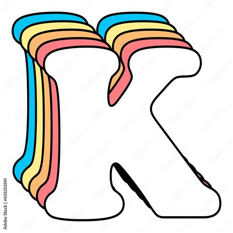 Letter K Monogram Letters Retro Font Rainbow Cute Pretty Aesthetic