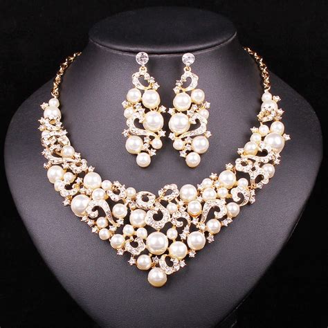 Luxury Pearl Jewelry Sets For Brides Wedding Party Costume Jewelery