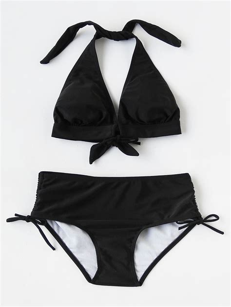 Side Tie Halter Bikini Set Shein Sheinside